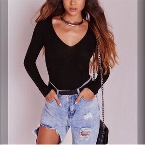 Missguided Black Plunge Sweater